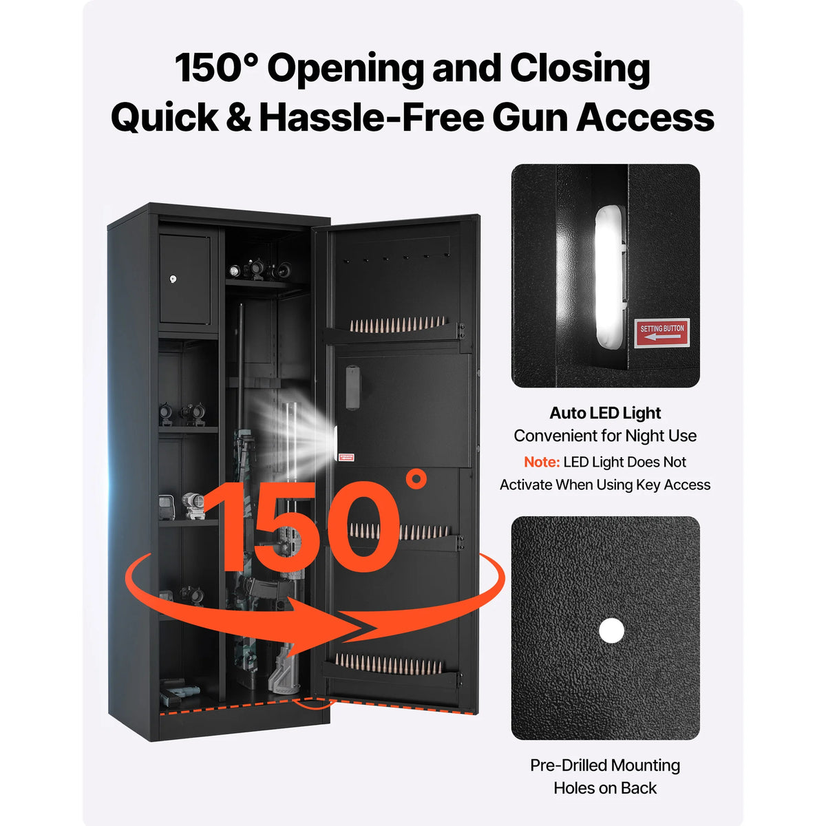 SucceBuy Fireproof 4 Gun Long Gun Cabinet Digital Lock