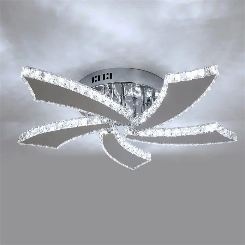 VETRULUS Modern Crystal LED Ceiling Fan Chandelier Smart Remote