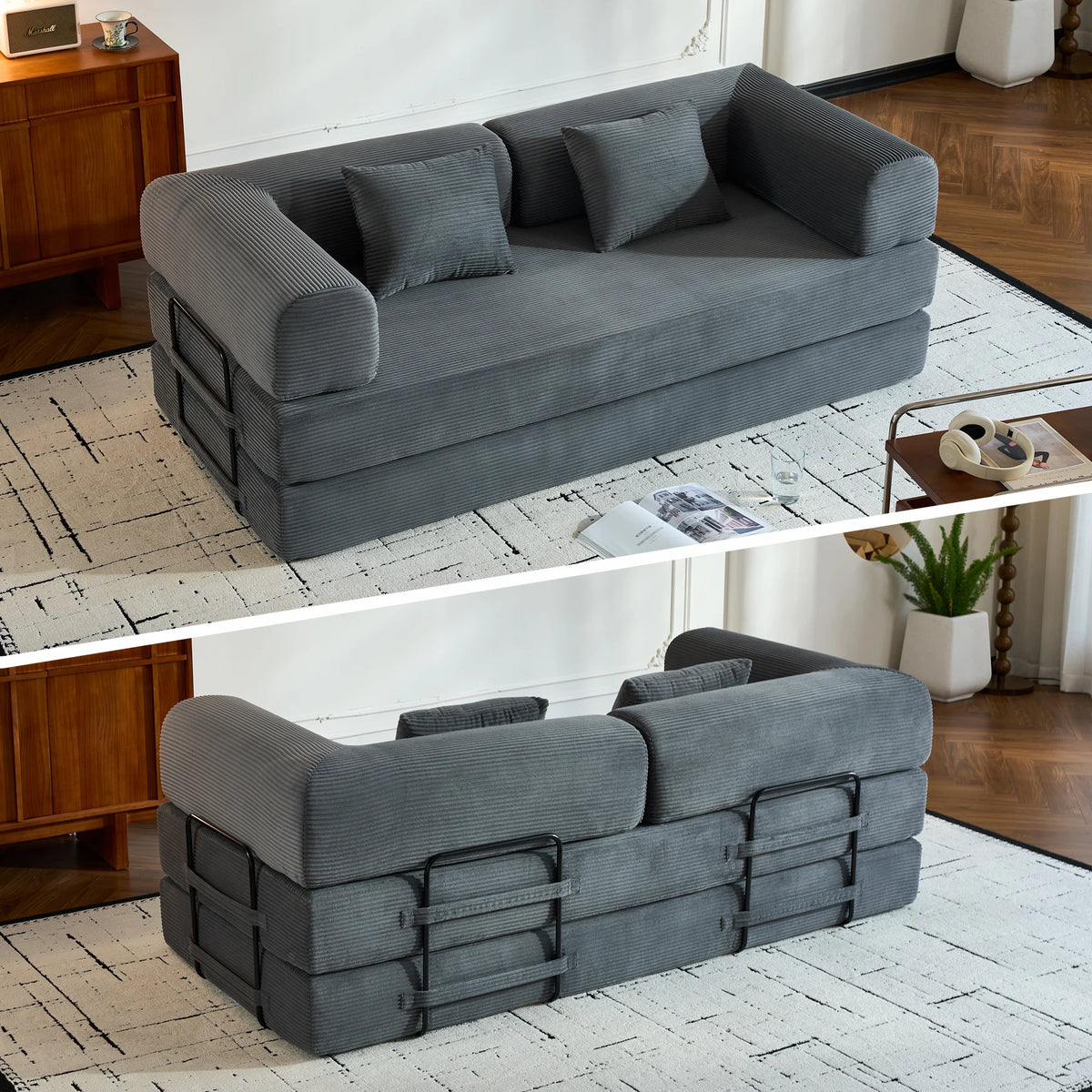 THOLASIS Convertible Folding Sofa Bed Corduroy Futon Couch Loveseat