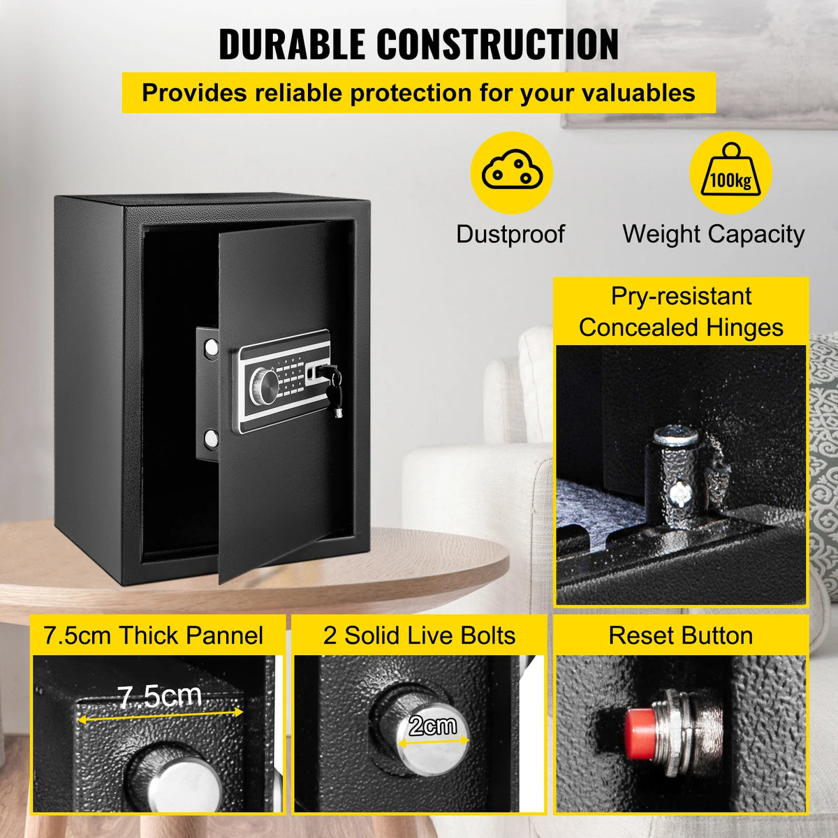 Fingerprint Digital Hidden Safe Deposit Box Secret Piggy Bank Key Lock