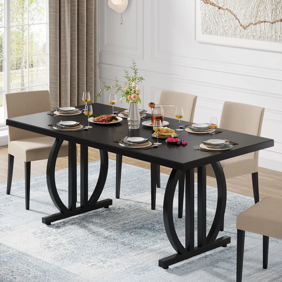 Tribesigns Modern Industrial Wooden Dining Table With Metal Frame