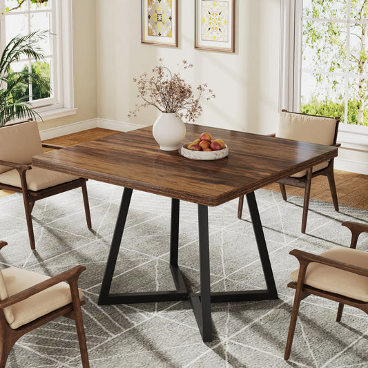 Tribesigns Industrial Wood Dining Table With Metal Base For Kitchen