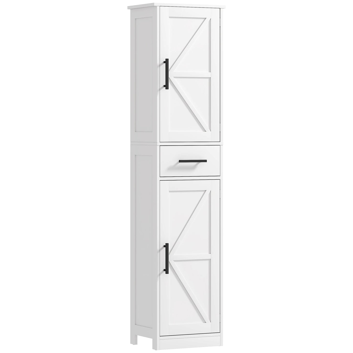 HOMCOM Farmhouse Narrow Bathroom Cabinet With Drawer And Barn Doors