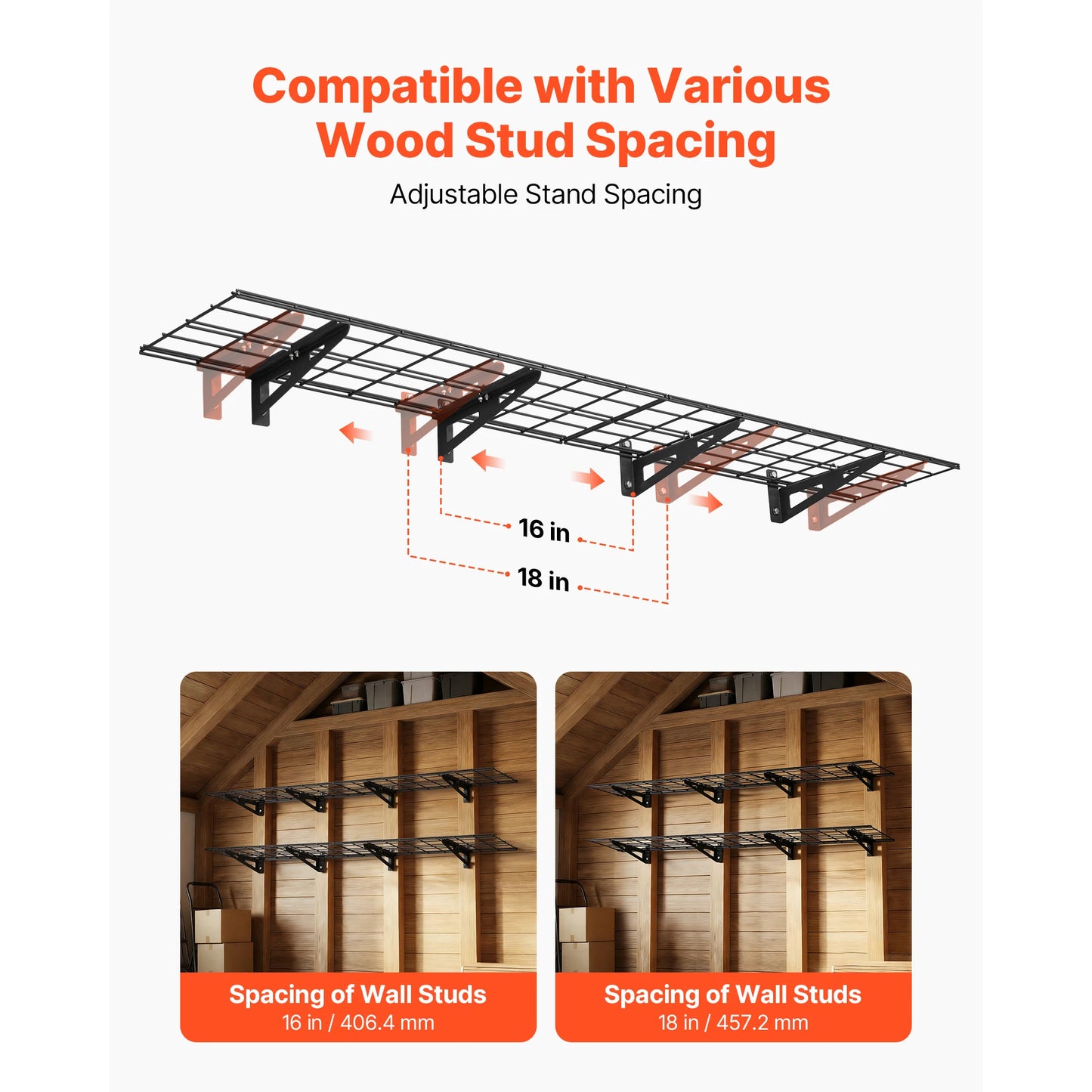 SucceBuy 2-Tier Wall Garage Shelving Unit 600 Lb Capacity
