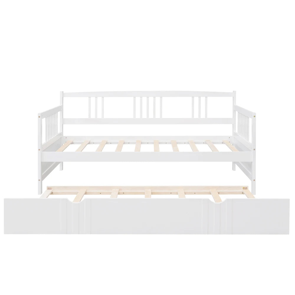 Contemporary Wood Daybed With Trundle Solid Wood Frame