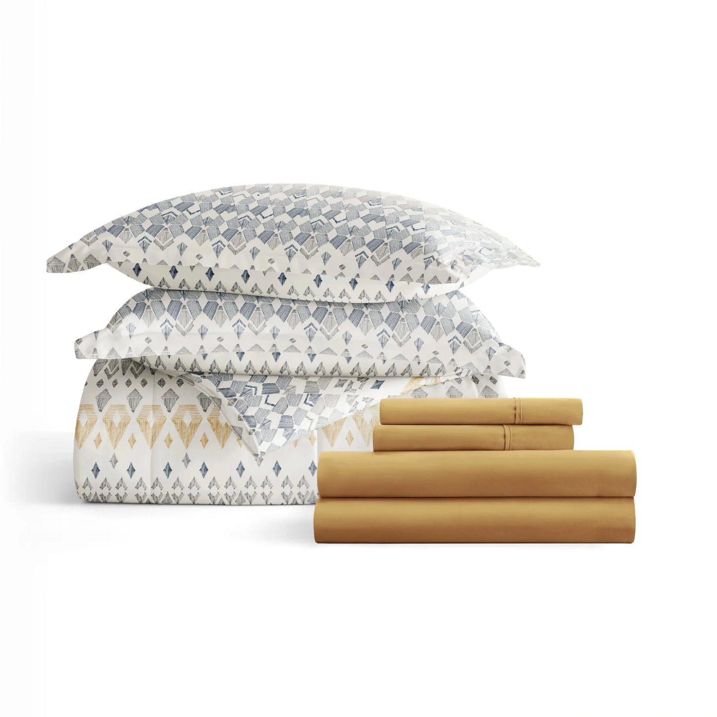 Bamboo Fiber Bedding Bundle 7 Piece Patterned Comforter And Sheets