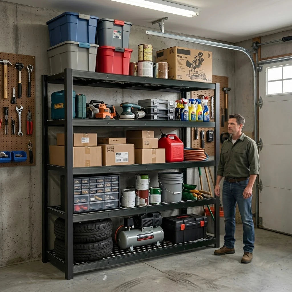 Heavy Duty Metal Storage Rack For Garage Basement And Workshop