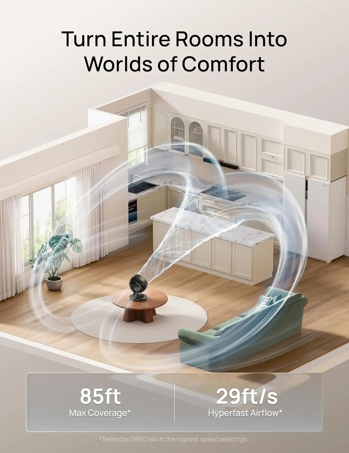 XMSJ Smart Desk Fan For Bedroom Quiet Operation 20dB Remote
