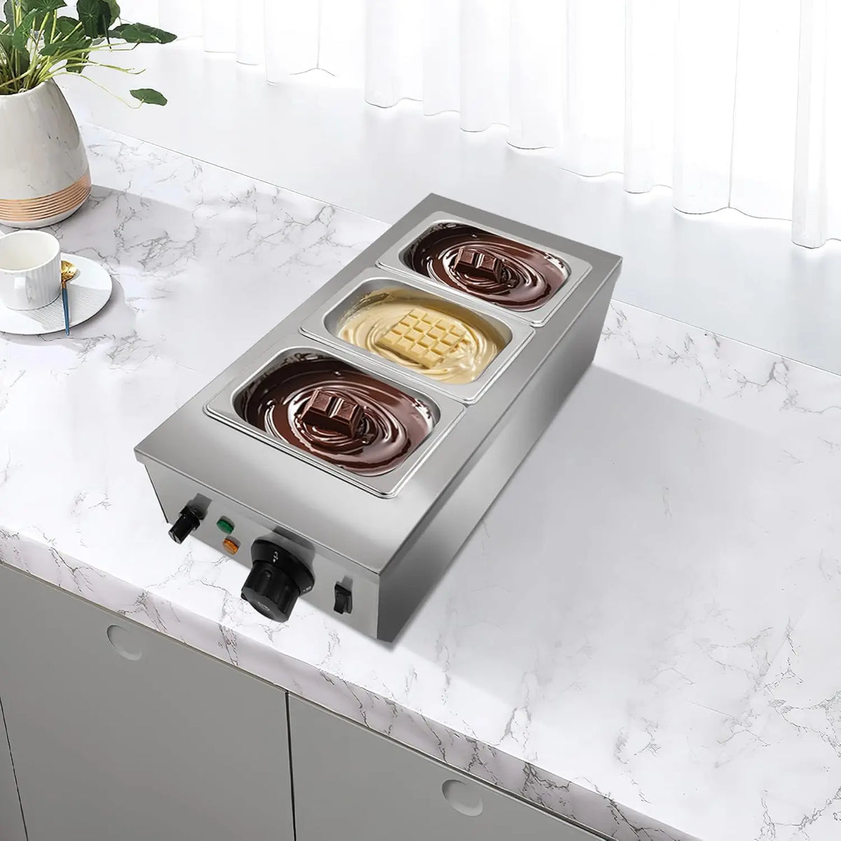 HiMISS Commercial Chocolate Melting and Tempering Machine with Dual Tanks