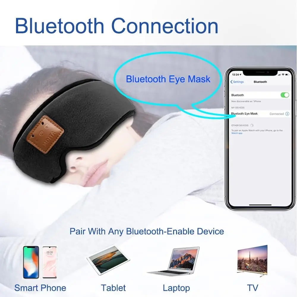 3D Sleeping Eye Mask With Built In Sponge Speakers Headphones