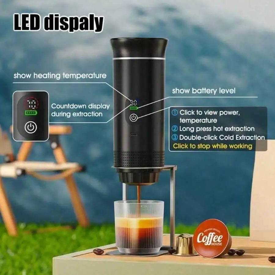 XMSJ Portable Electric Coffee Maker With Digital Display And Pods Compatibility
