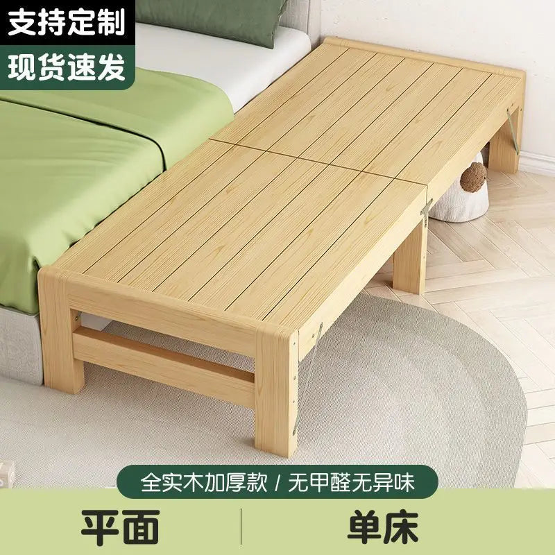 Solid Wood Folding Guardrail Bed With Bedside For Baby