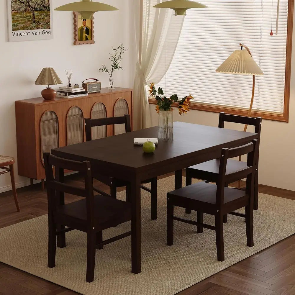 Ticify Solid Wood Dining Table Set With Chairs For Kitchen