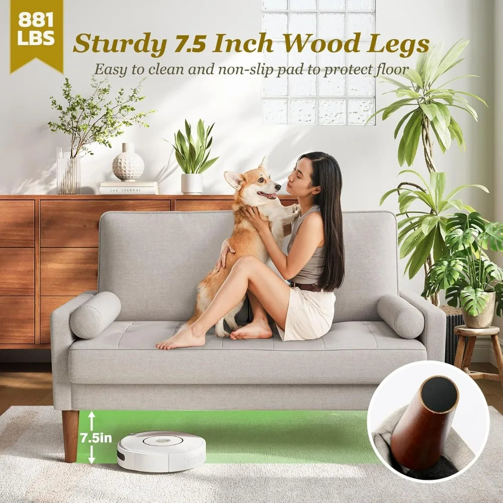 Vesgantti Mid Century Modern Velvet Loveseat Sofa Solid Wood Legs