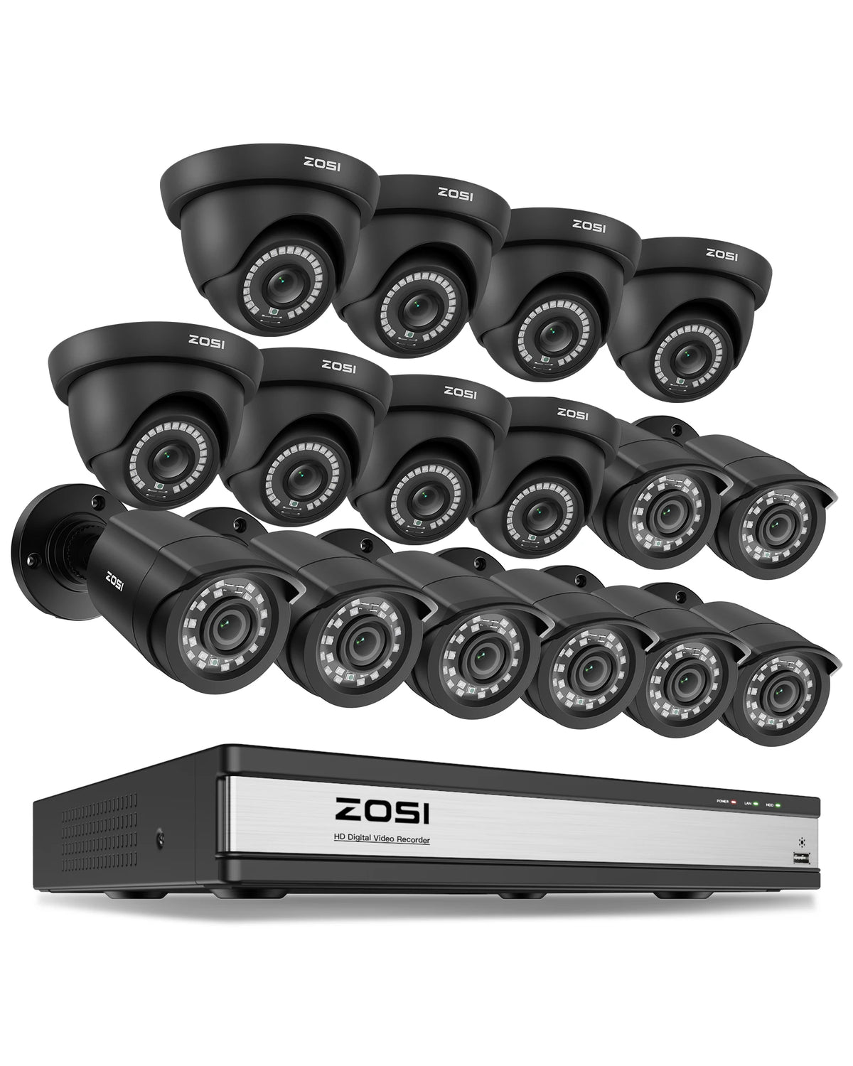 ZOSI Security Camera System With Human And Vehicle Detection DVR
