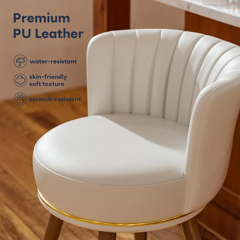 Counter Swivel Bar Stools Leather Upholstered Wood Legs Footrest Chairs