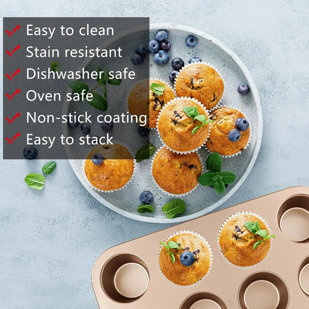 5-Piece Nonstick Baking Set With Round Loaf Muffin Roast Pans