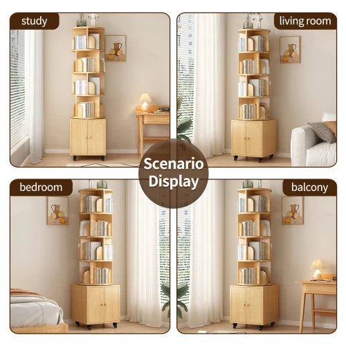 Narrow Corner Bookshelf 5 Tier Wood Organizer for Small Space Bedroom