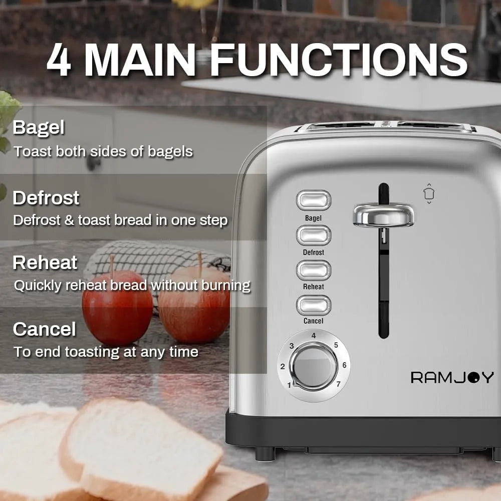 Extra Wide Slot 2 Slice Toaster With 7 Shade Settings