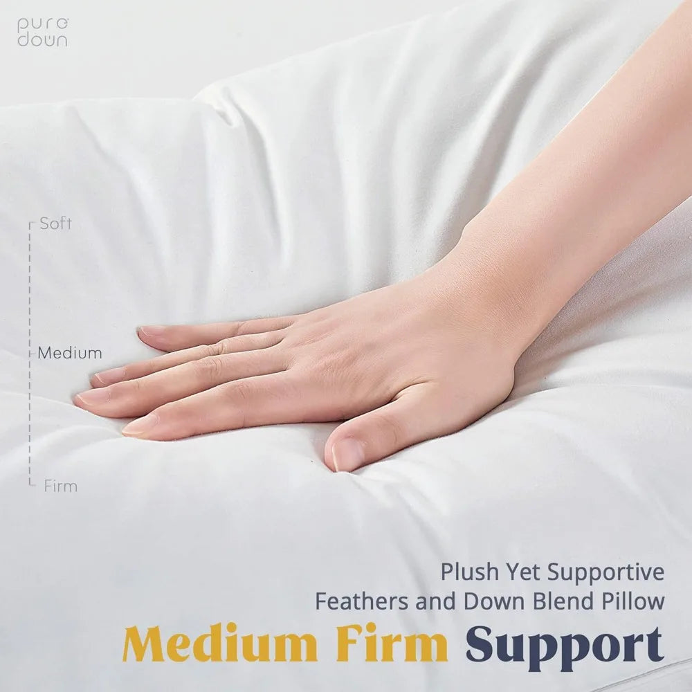Goose Feathers And Down Pillows With Cotton Cover Set 2