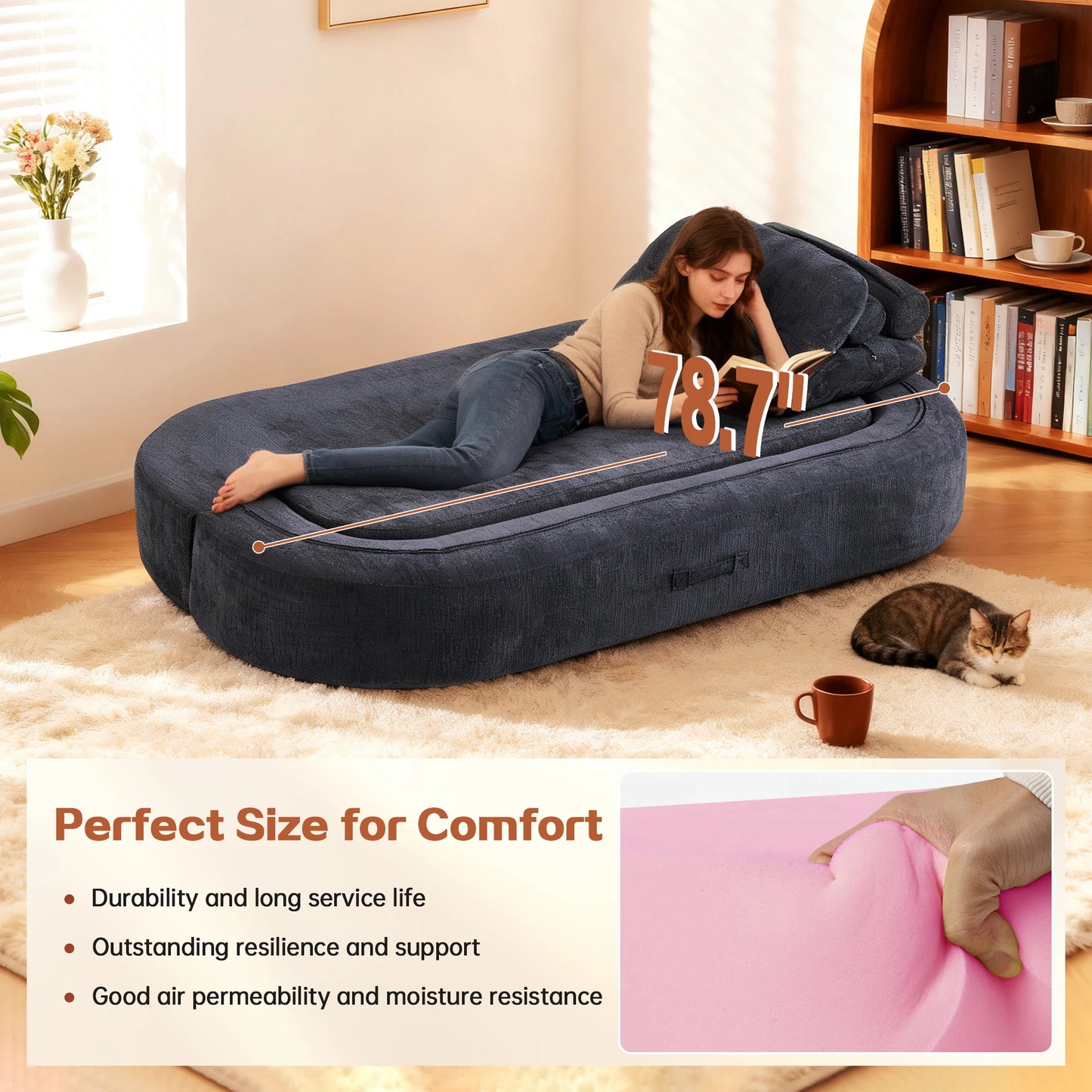 Convertible Sleeper Couch Bed 2-In-1 Folding Sofa Living Room