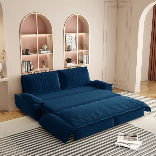 Convertible Velvet Sleeper Sofa Bed With Pull Out Design