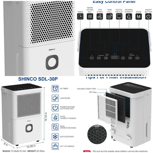 XMSJ Dehumidifier For Home And Basements With Drain Hose