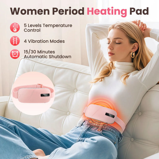 Afdeal Vibrating Heating Pad For Menstrual Cramp Relief