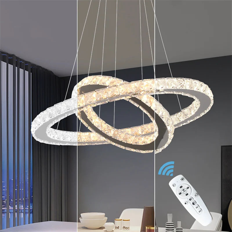GreeLustr Modern Crystal LED Chandelier With Remote Control
