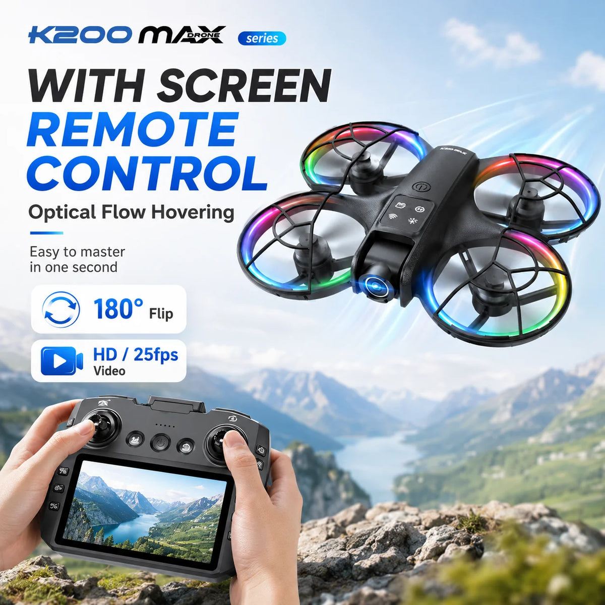 ZNLYRION K200MAX Mini Drone With Adjustable Camera And LCD Remote