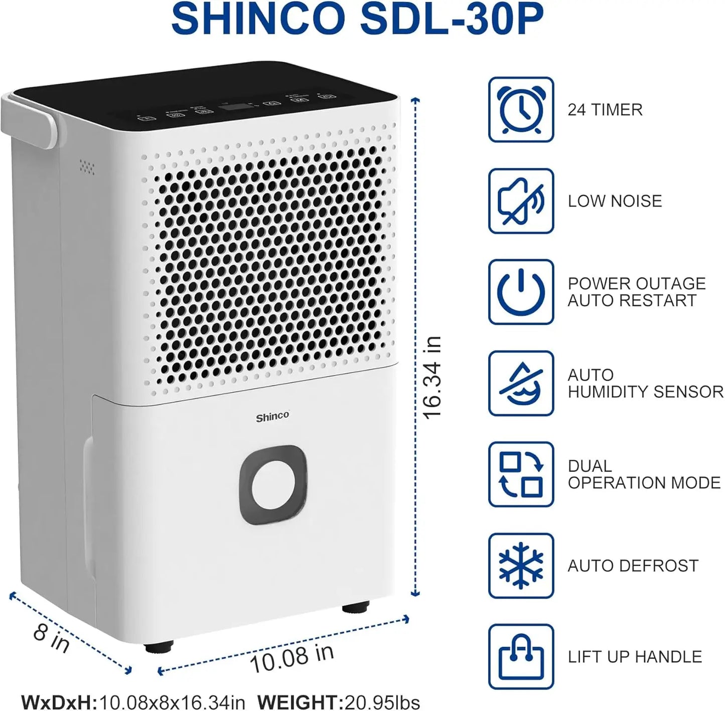 XMSJ Dehumidifier For Home And Basements With Drain Hose