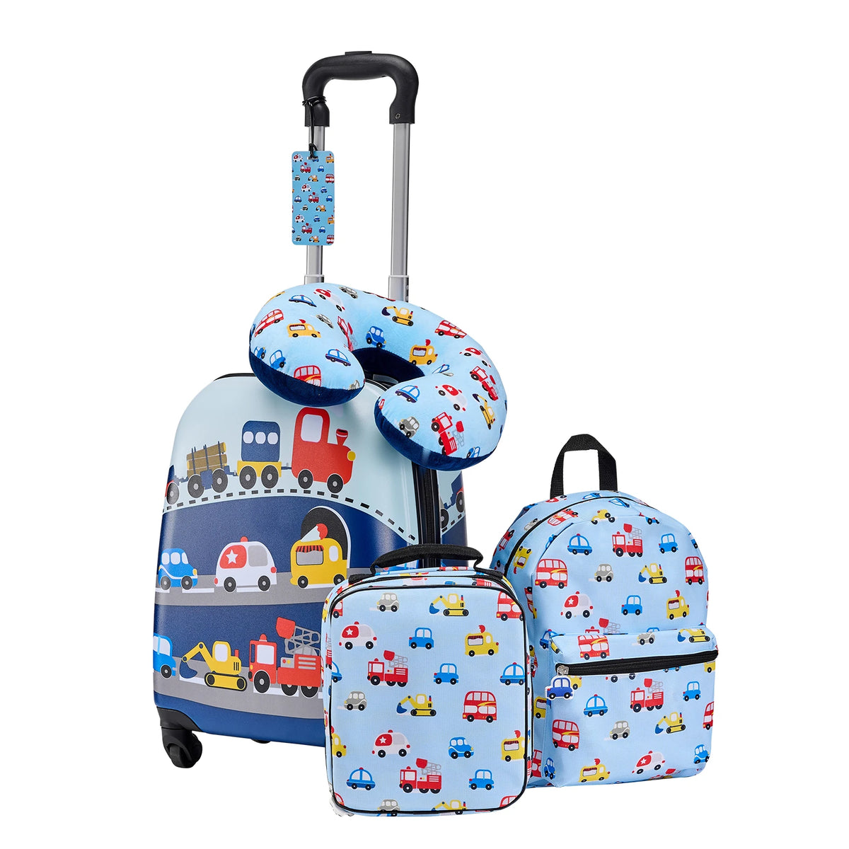 Kids Truck Luggage Set With Backpack and U Shape Pillow