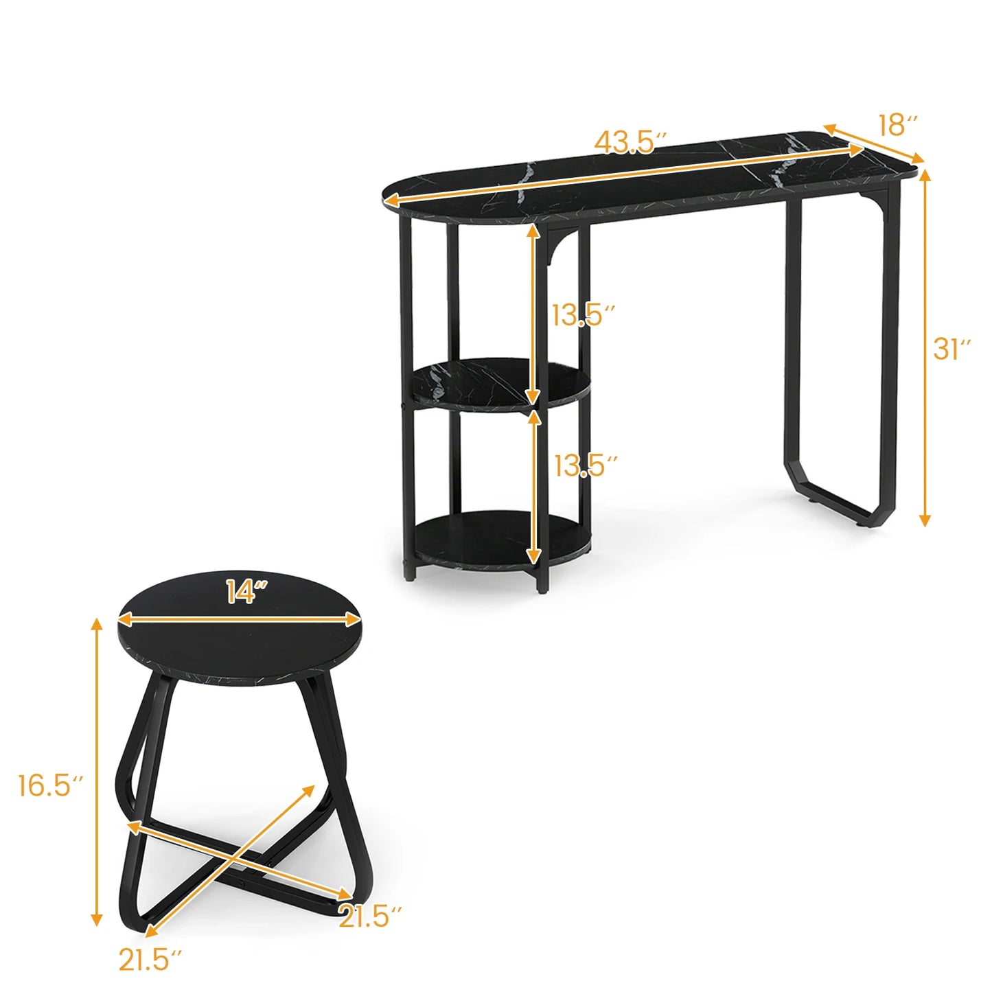 HOMASIS Rectangular Kitchen Table Set With 2 Stools