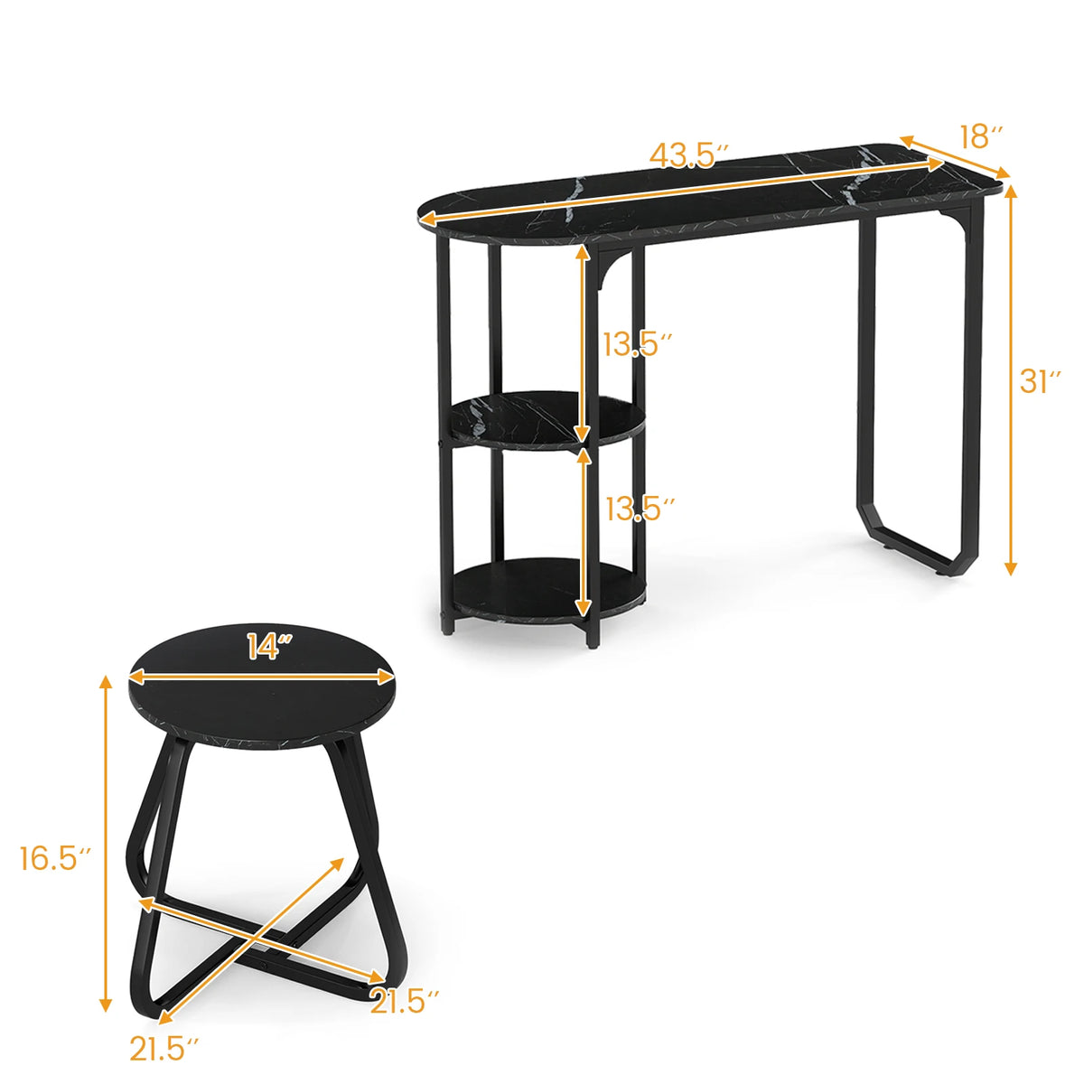 Homasis Rectangular Kitchen Table Set With Two Stools And Storage