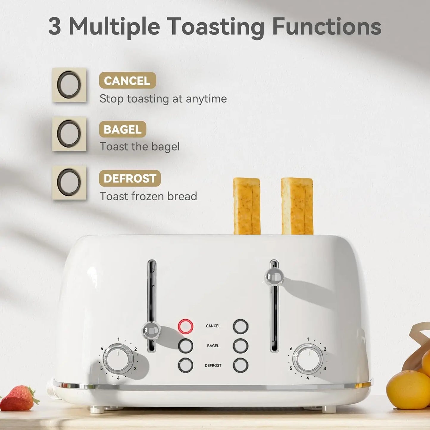 XMSJ 4 Slice Toaster Stainless Steel With 6 Shade Settings