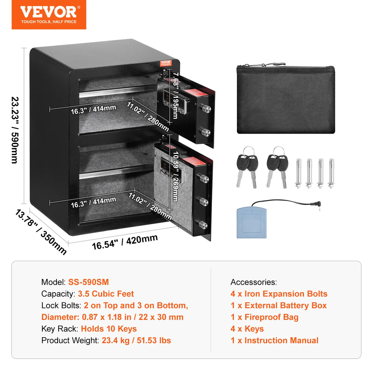 VEVOR Digital Double Door Safe With Fingerprint Lock