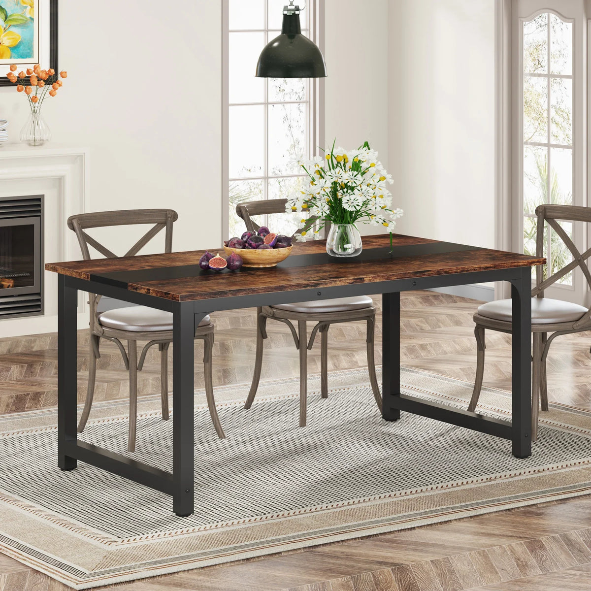 Tribesigns Industrial Rectangular Wood Dining Table For Kitchen