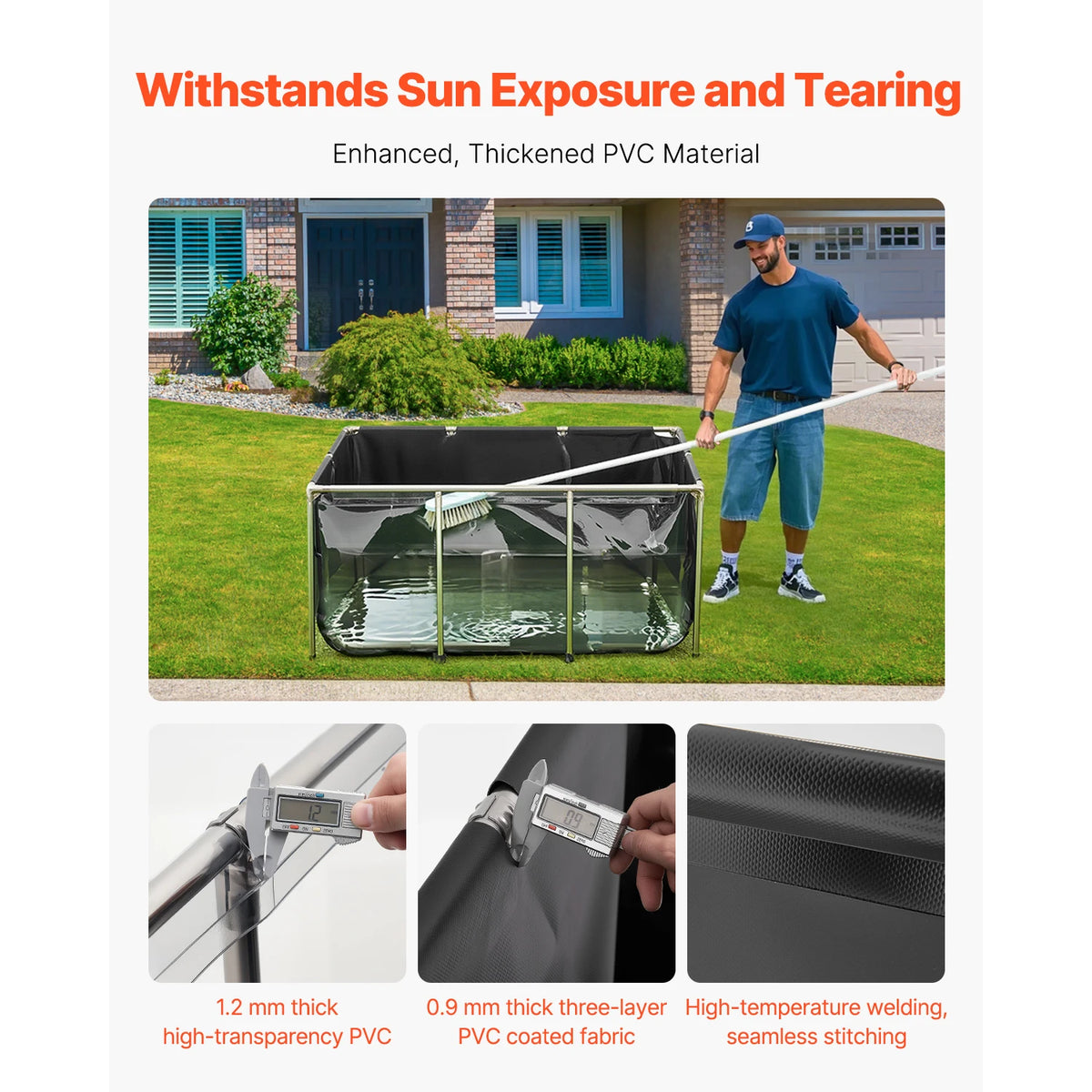 SucceBuy PVC Koi Pond Tank With Clear Viewing Panel