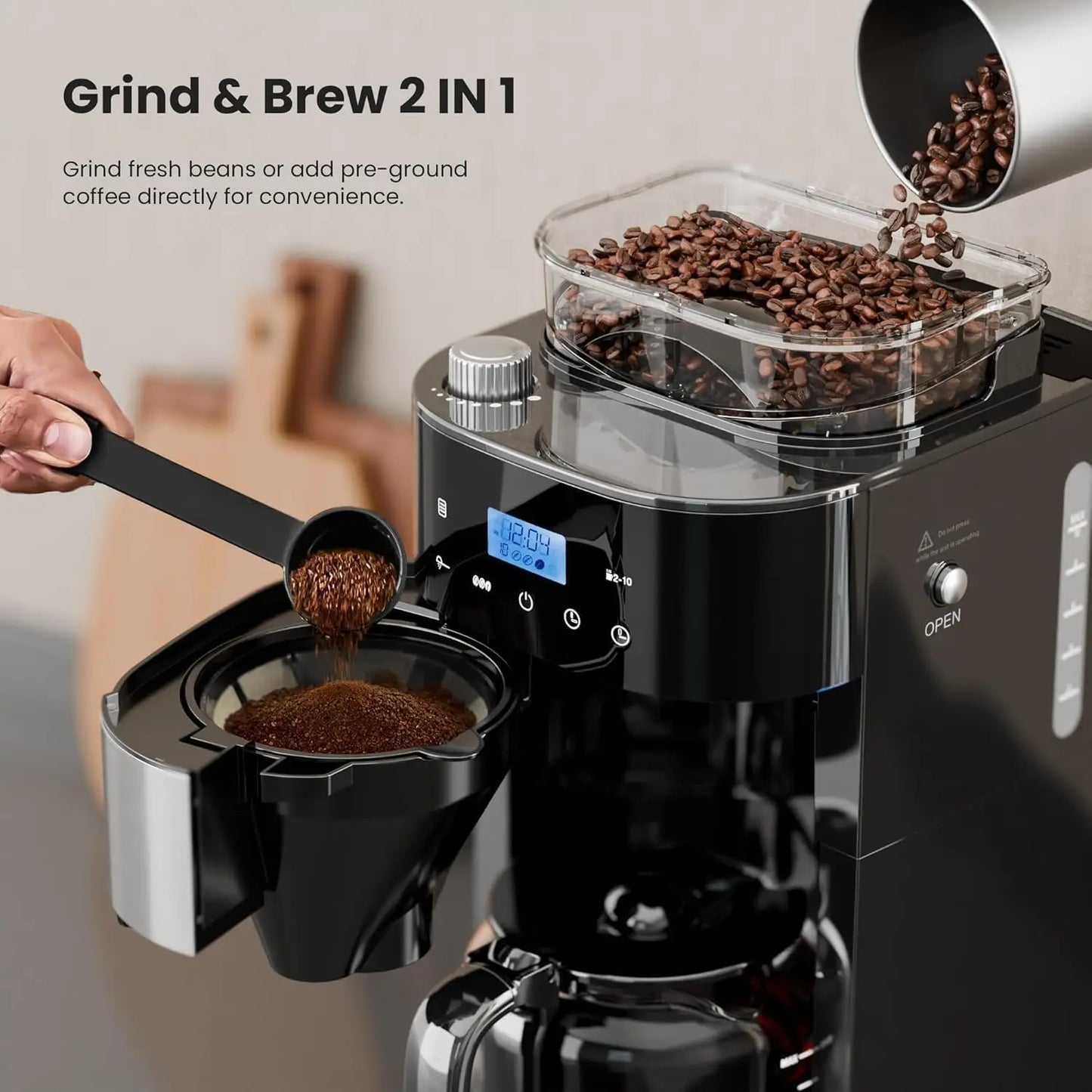 Programmable Drip Coffee Maker With Built In Grinder And Touchscreen