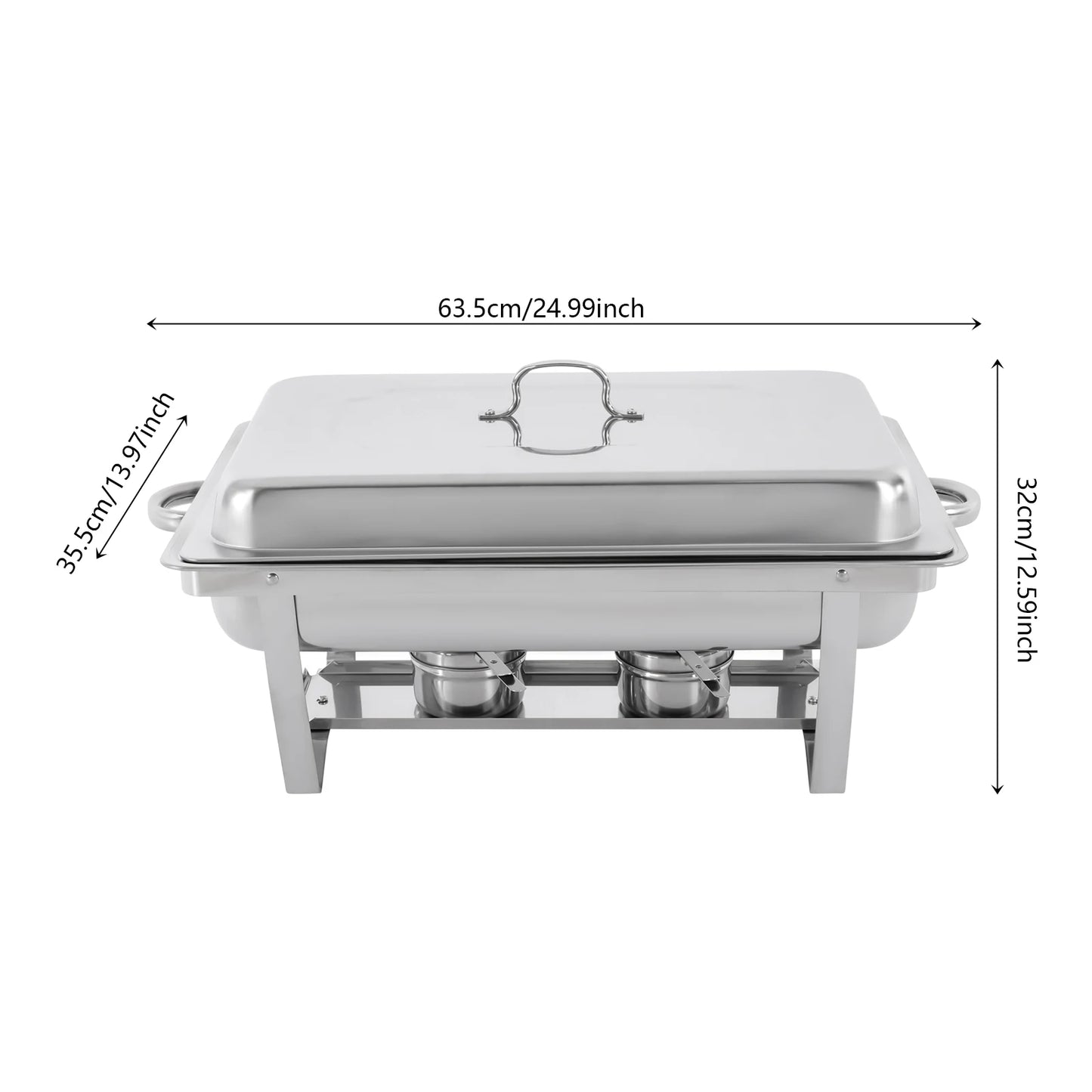 Bymaocar Three Grid Stainless Steel Chafing Dish Buffet Set
