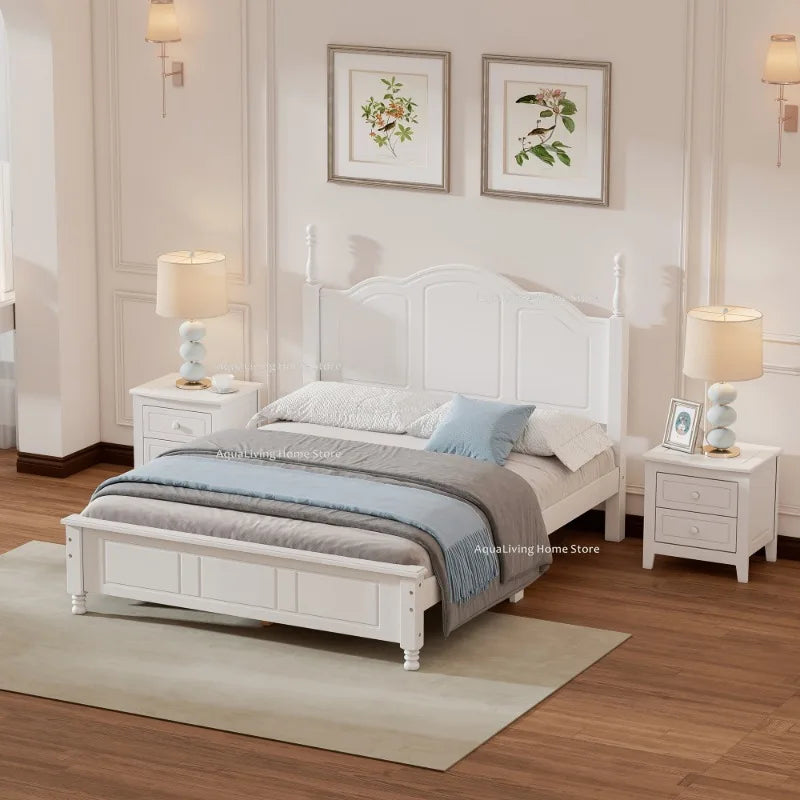 Modern Solid Wood Bedroom Set With Platform Bed And Nightstands