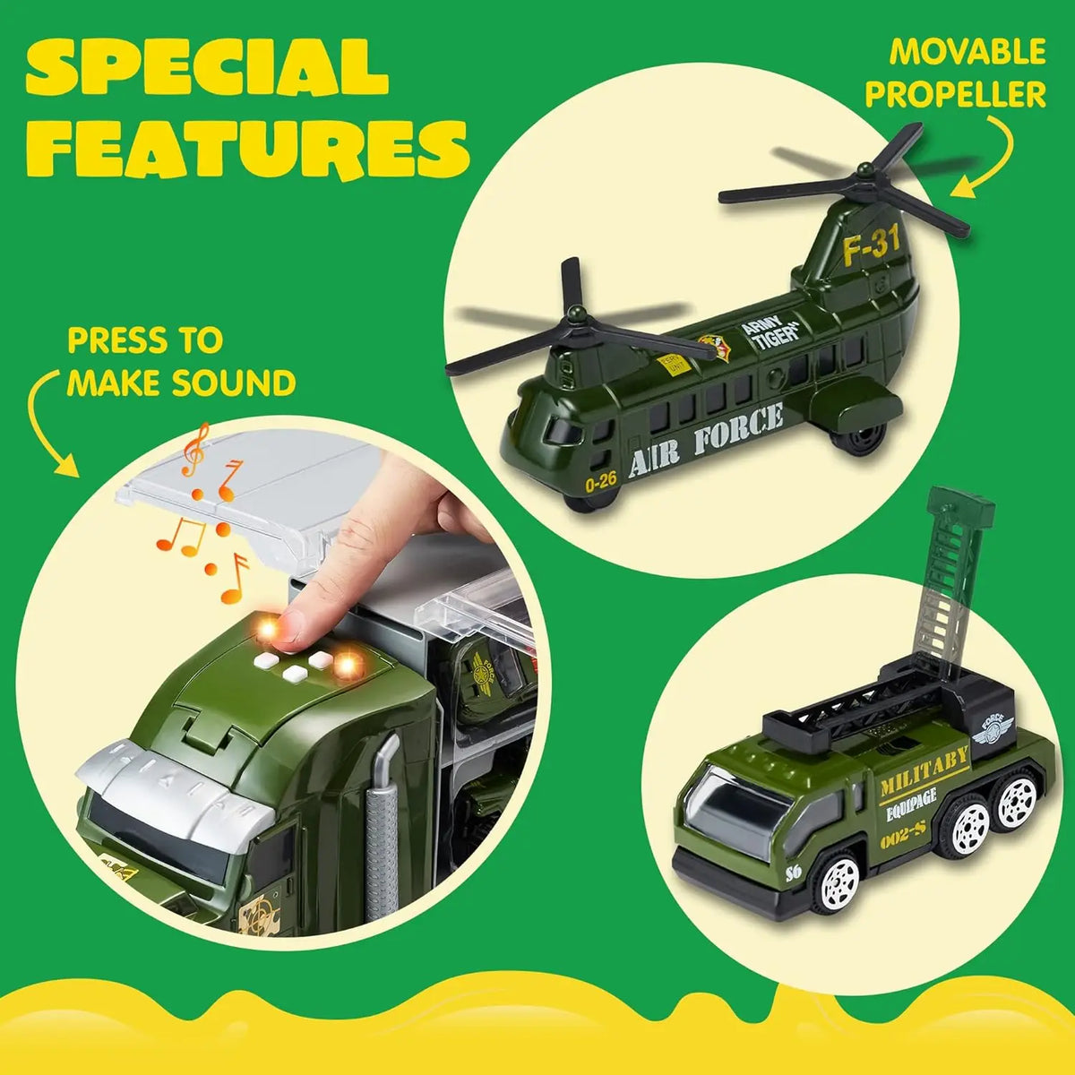 Joyfy Military Carrier Truck Toy Set With Soldiers And Tanks