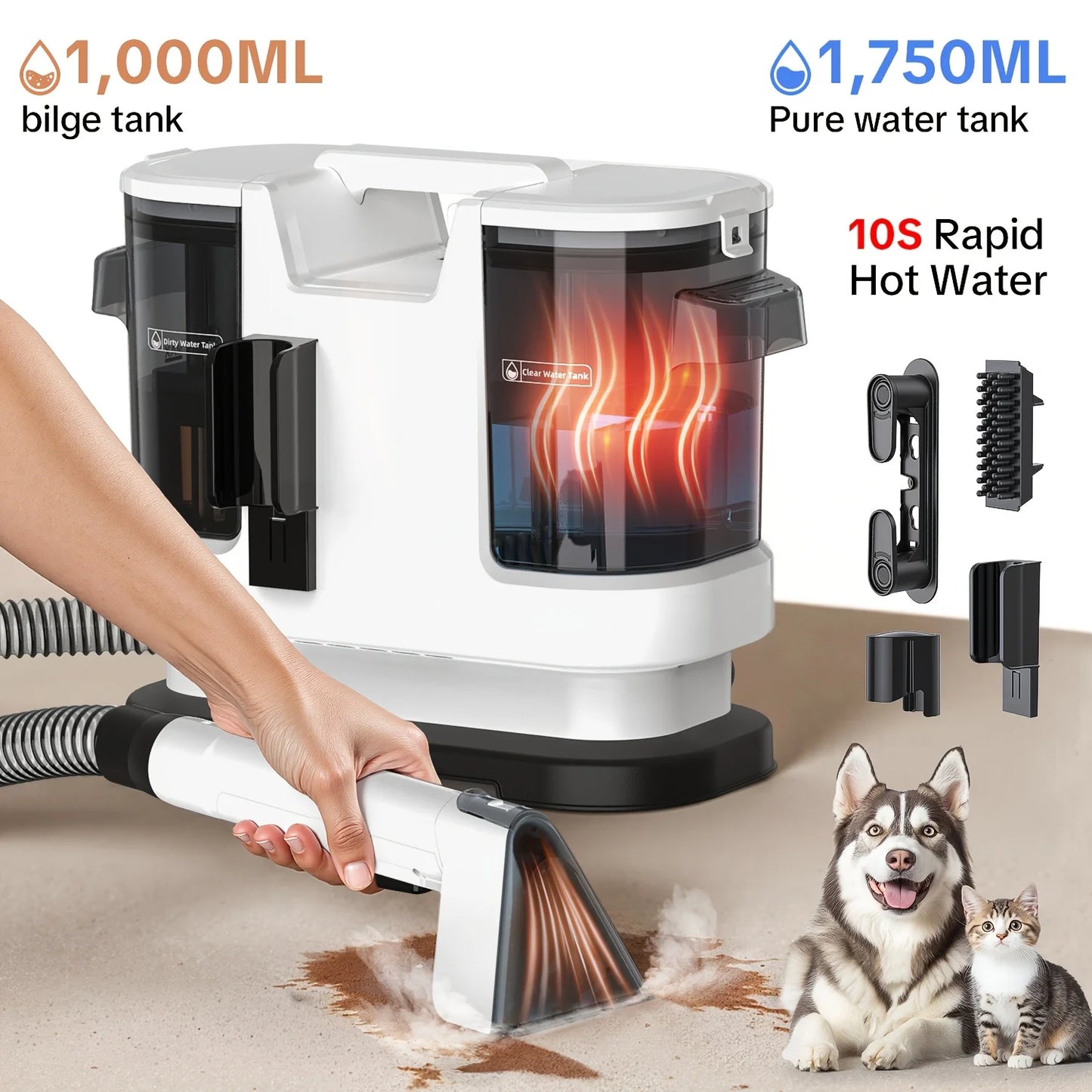 Lubluelu V8 Instant Heated Carpet Cleaner With Powerful 15KPa Suction
