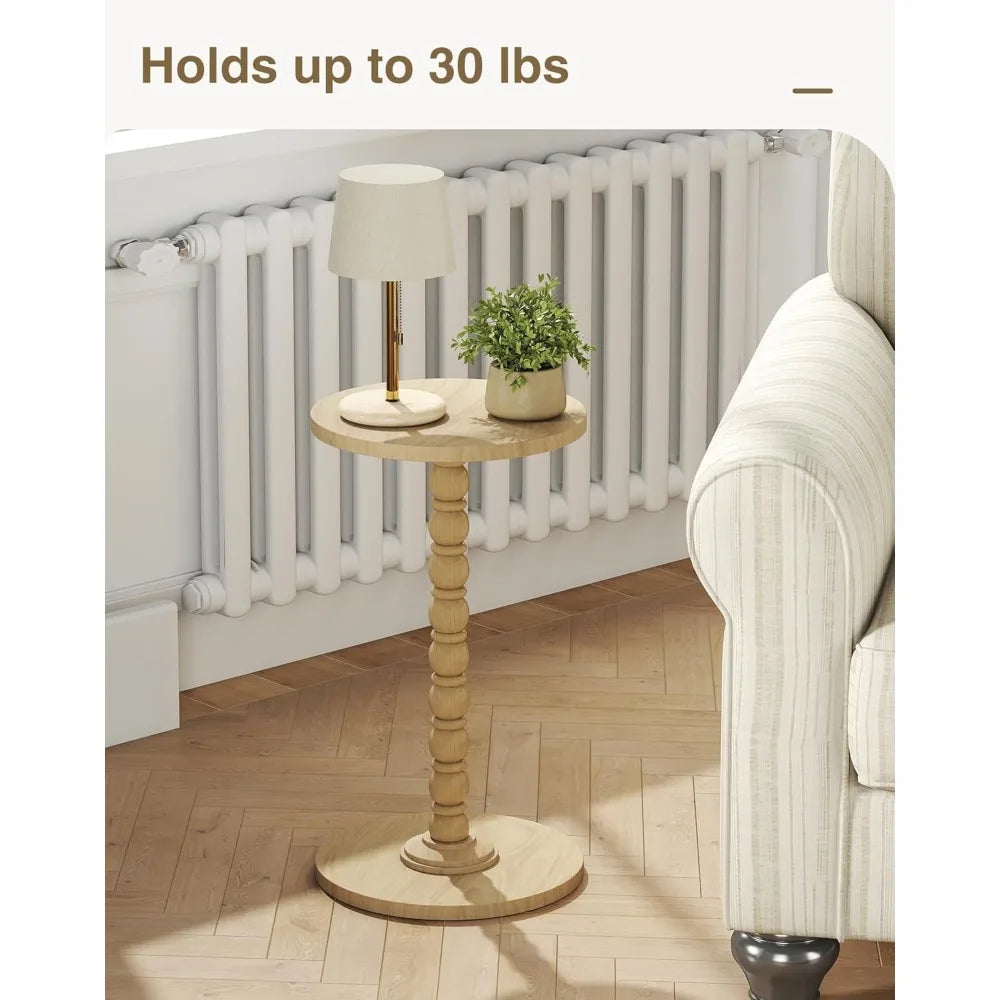 NBVCX Small Round Wood Leg Pedestal Side Table Living Room