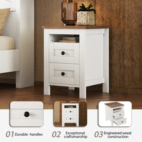Farmhouse 3-Piece Bedroom Set With Platform Bed Storage Nightstand Dresser