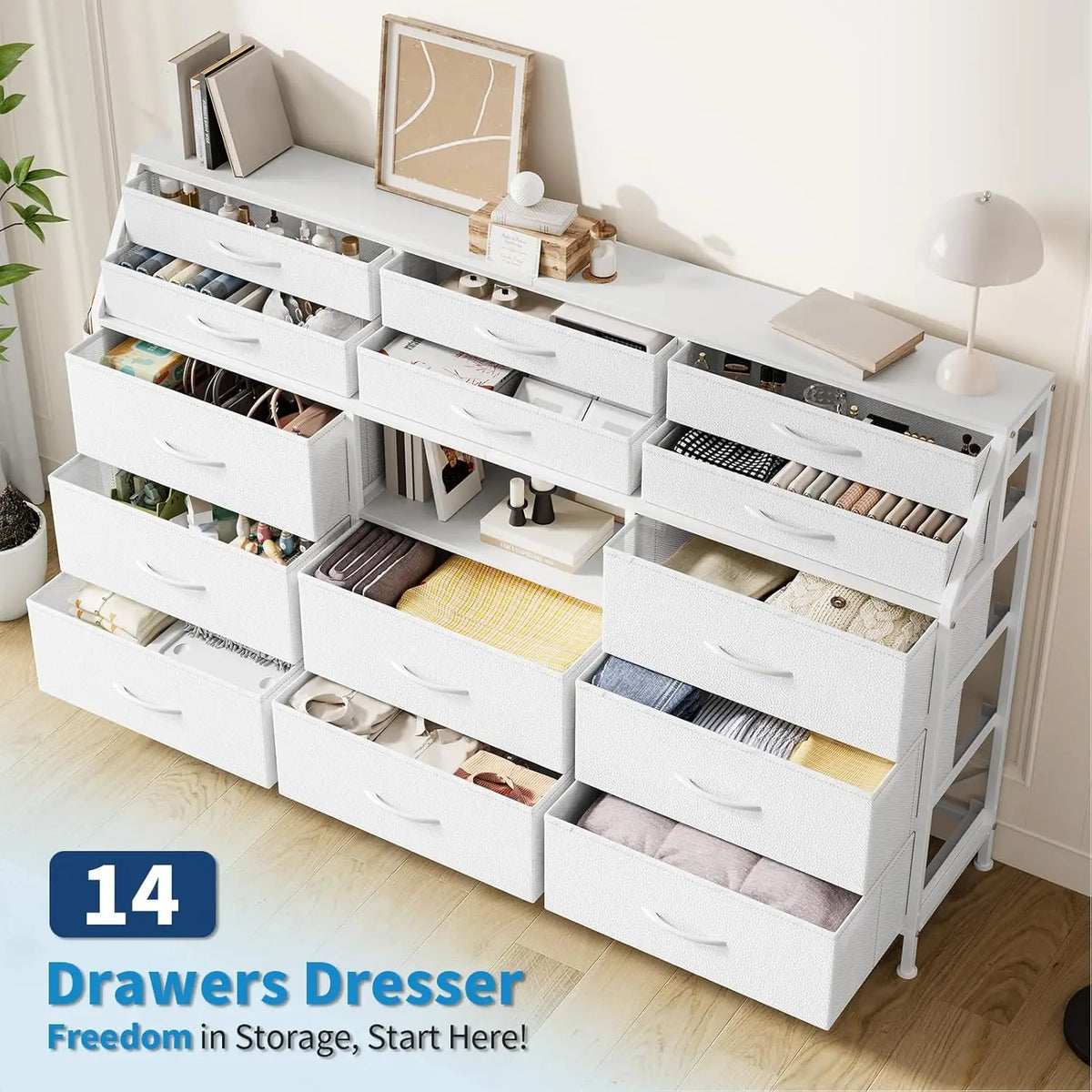 Twister Ck 14 Drawer Dresser With Wooden Top Storage Cabinet
