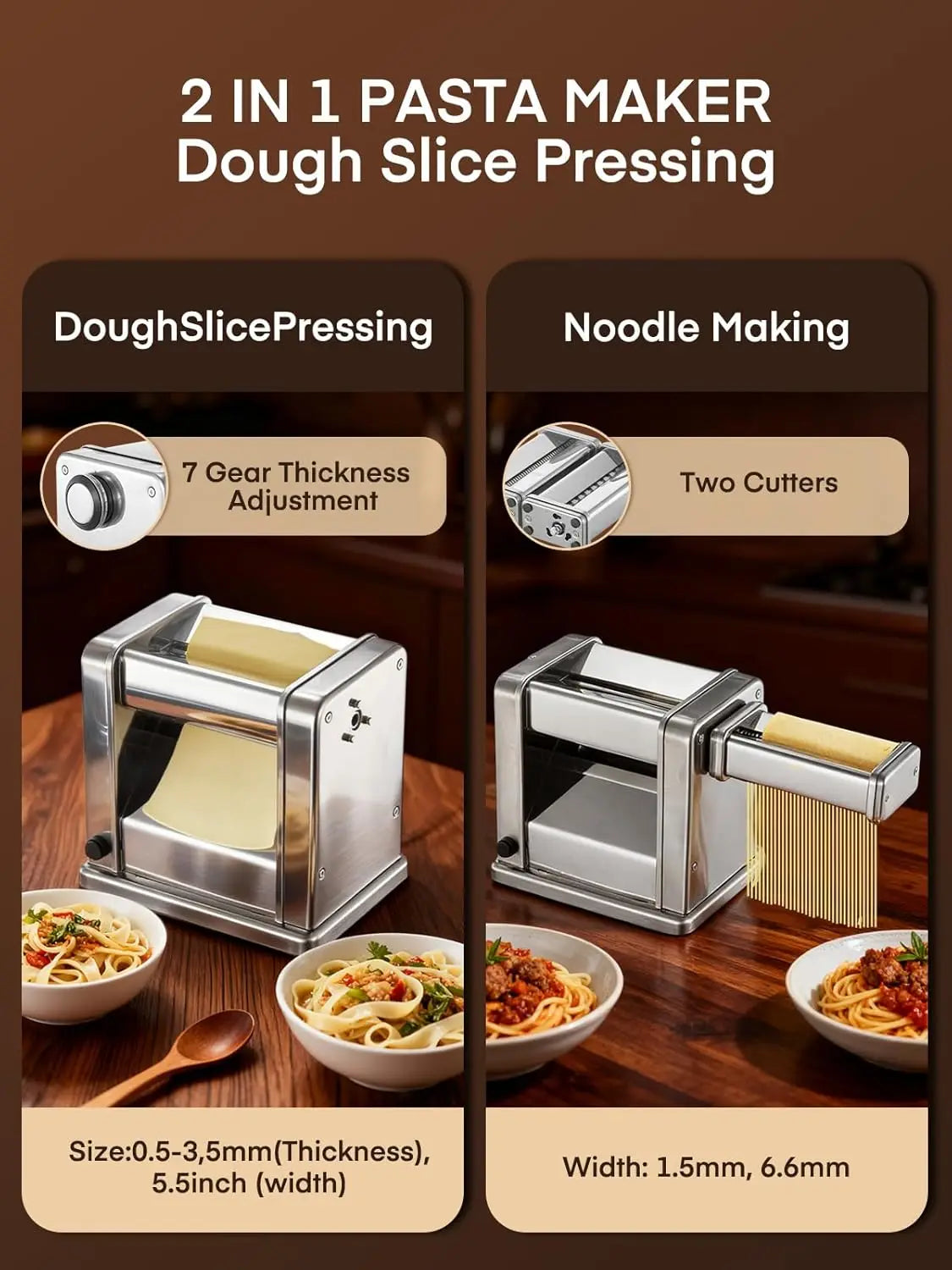 XMSJ Electric Pasta Maker Machine for Spaghetti Fettuccine Lasagna