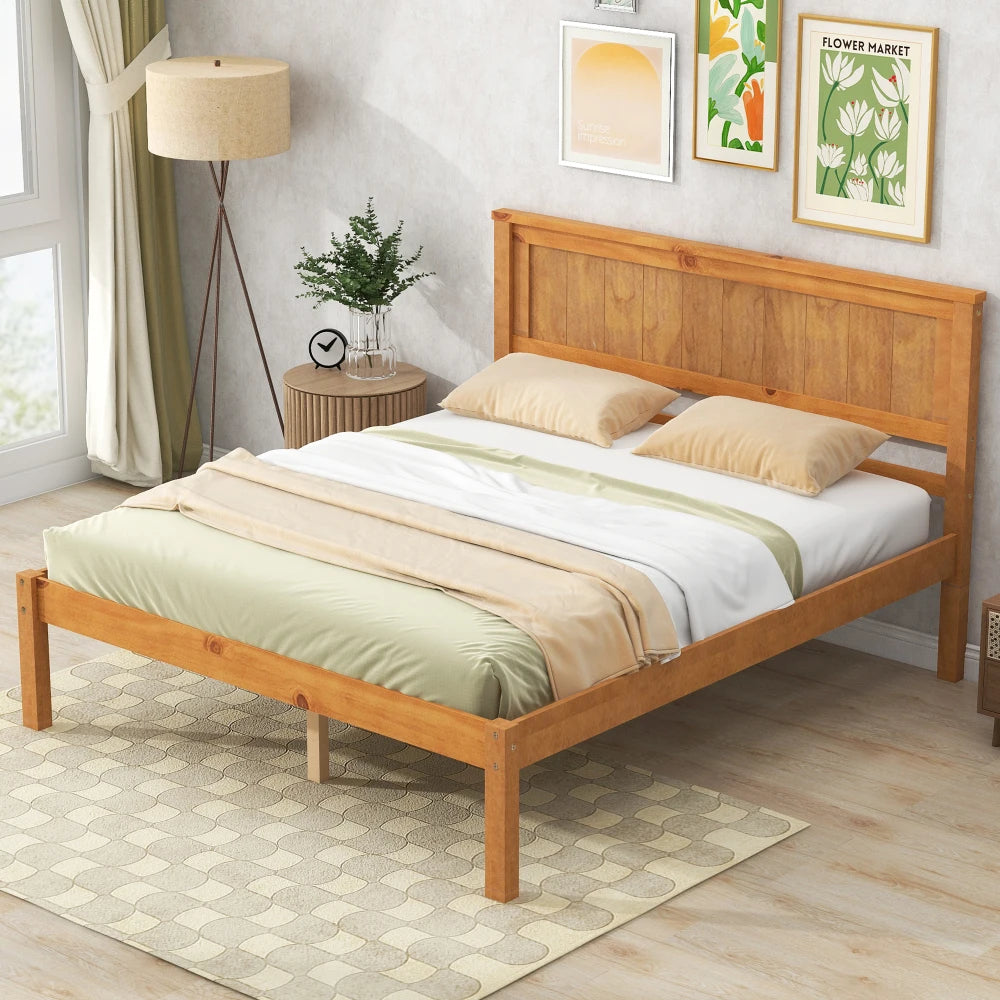 Platform Bed With Headboard And Slat Support No Box Spring