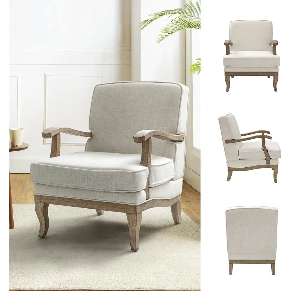 Mid Century Modern Upholstered Accent Chair With Solid Wood Legs