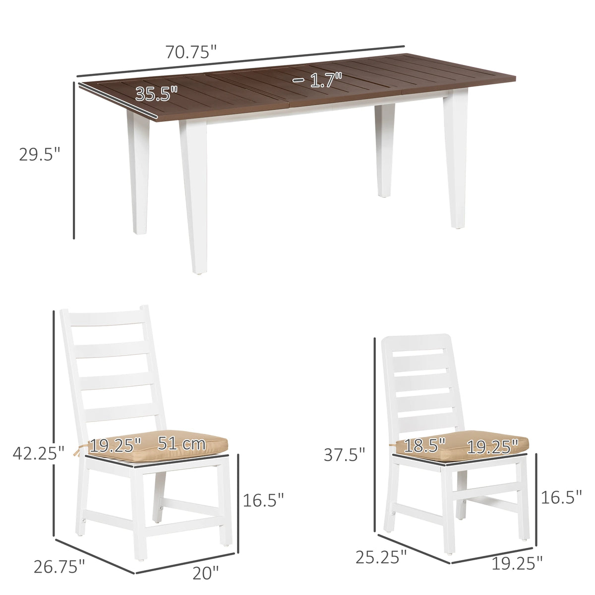 Outsunny Aluminum Outdoor Dining Set With Cushions And Umbrella Hole